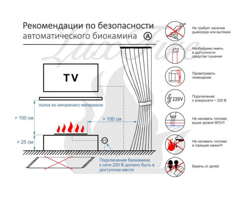 Автоматический биокамин Lux Fire Smart Flame 700 RC INOX